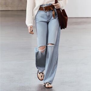 ZARA High Rise Split Knee Denim